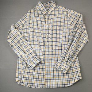 Goodiellow & Co Mens Button Down Shirt Extra Large Gray Yellow White Plaid #0064